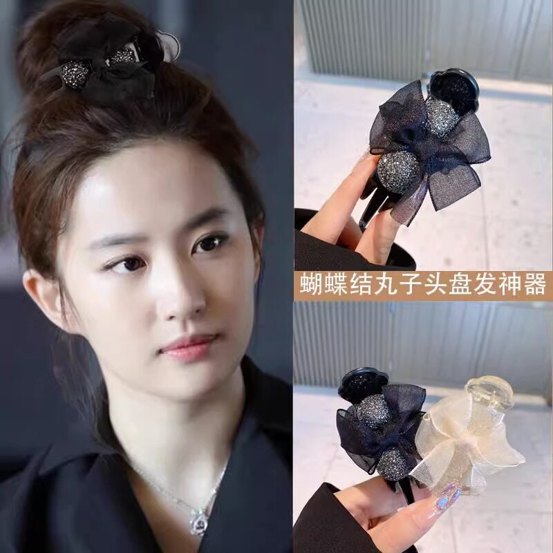 蝴蝶结丸子头抓夹夹子头饰