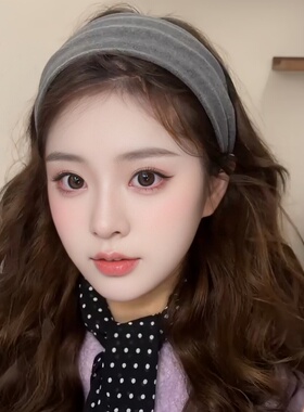 百搭灰色宽边发箍高级感女2024新款秋冬高颅顶显脸小发带头箍发饰