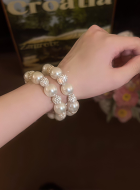 白色水钻珍珠皮筋扎头发绳女2025新款高弹力耐用气质头绳发圈头饰