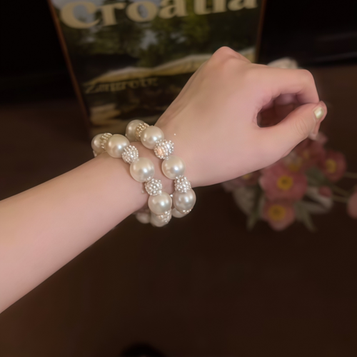 水钻珍珠皮筋扎头发绳女