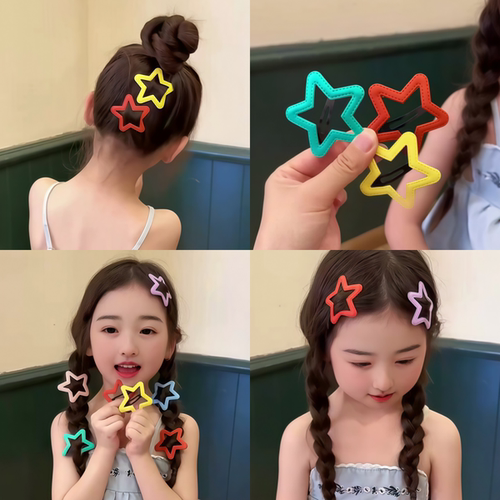 儿童糖果色PU五角星发夹bb夹发卡少女百搭碎发刘海夹边夹女孩发饰