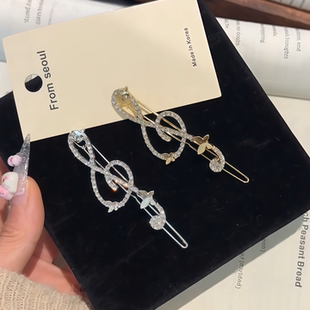 银色音乐符号水钻发夹女新款小众设计音符侧边刘海夹碎发夹子头饰