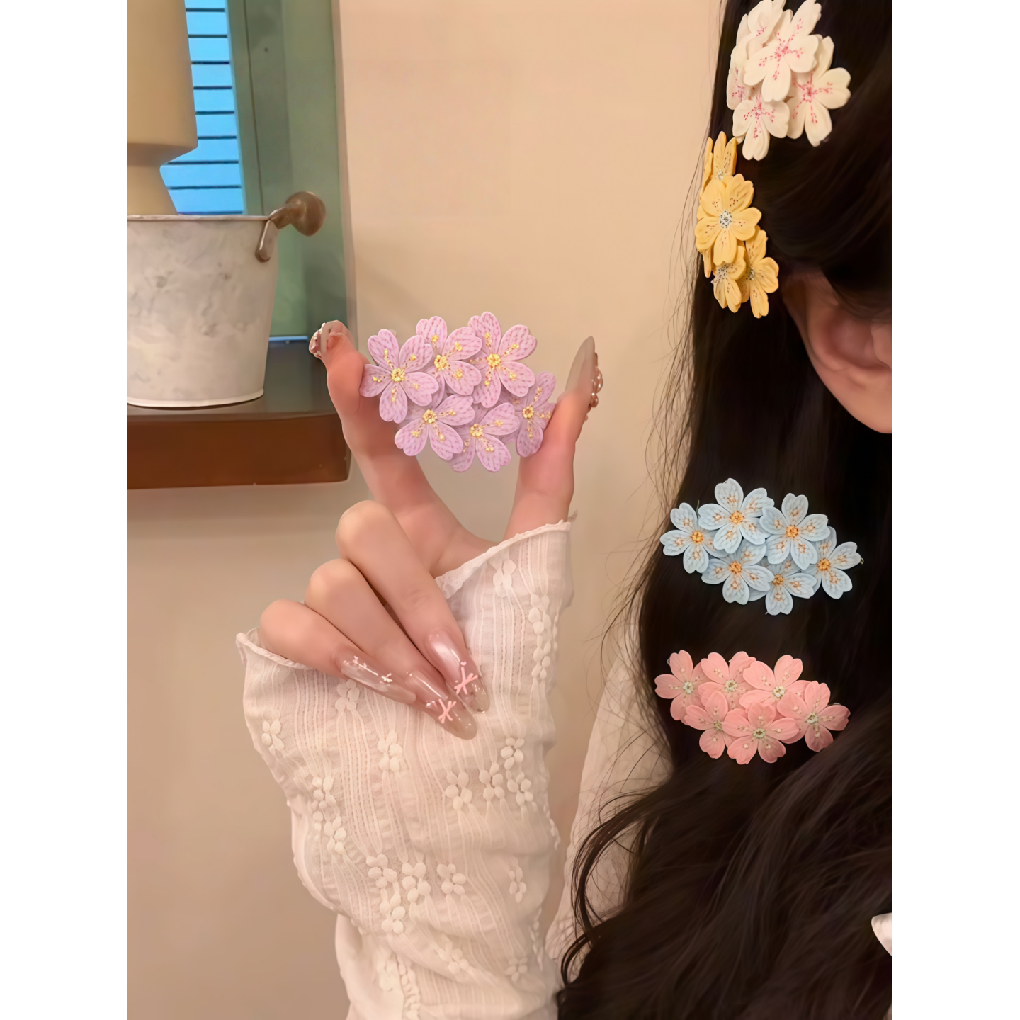 花朵发夹女侧边刘海夹发卡一字夹