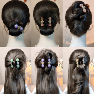 秋冬千金风鸡毛半扎发小抓夹头饰女高级感2025新款后脑勺头发发夹