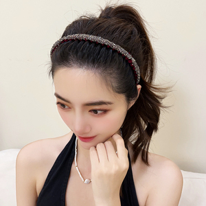 复古满钻碎发发箍带齿防滑洗脸头箍刘海头箍夏天发卡头饰2023新款
