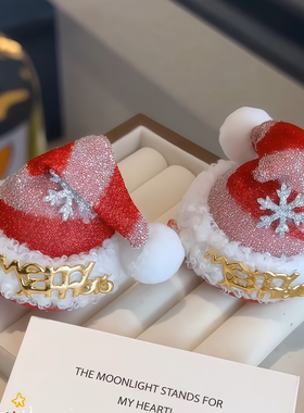 红色圣诞帽子发夹女前额刘海夹鸭嘴夹顶夹发卡圣诞节发装饰饰品