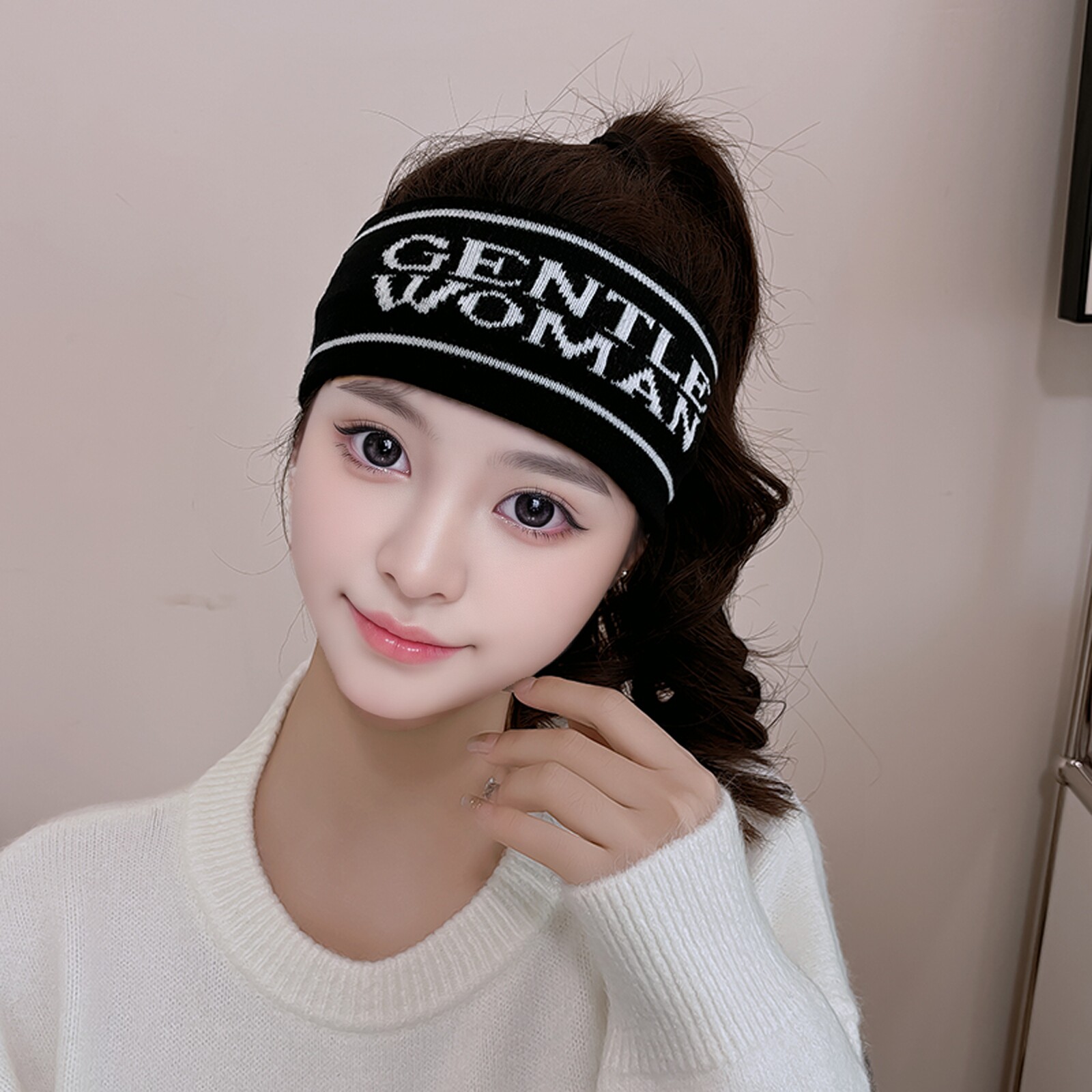 gentlewoman字母运动发带简约时尚弹力针织健身束发带百搭头带女