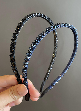 双层黑色水晶发箍女细款百搭外出刘海发卡超仙发饰发带女秋冬仙女