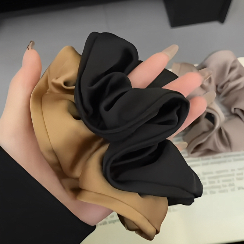 赵露思同款黑色大肠发圈简约百搭丸子头盘发发绳女2024新款高级感