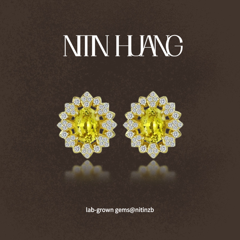 NITIN HUANG梵克家拍卖同款1.5克拉培育黄色蓝宝耳钉 925纯银,珠宝/钻石/翡翠,合成（处理）红蓝宝石耳饰,淘宝优惠券,粉丝福利购,淘宝优惠卷