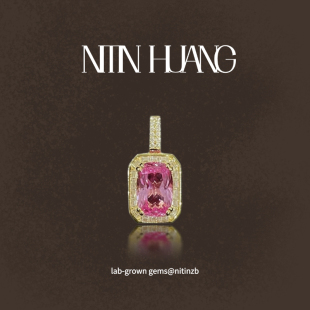 通体925纯银 ins欧美百搭扣吊坠 培育粉蓝宝石4克拉 NITINHUANG