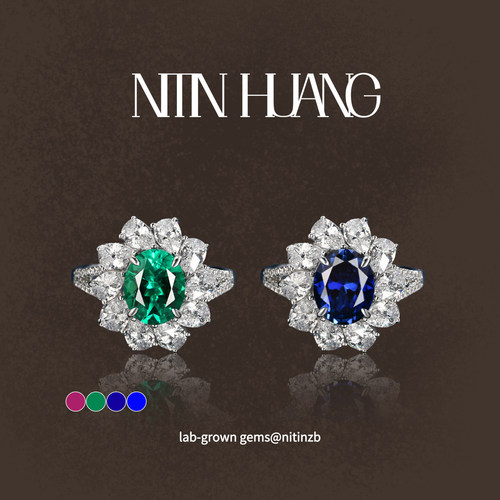 哥伦比亚祖母绿925银皇家蓝戒指