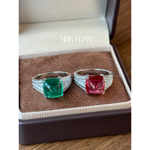NITINHUANG培育蓝宝石戒指糖塔