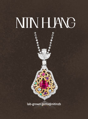 NITIN HUANG霓町培育红宝石新中式祥云吊坠通体925纯银时尚高级感