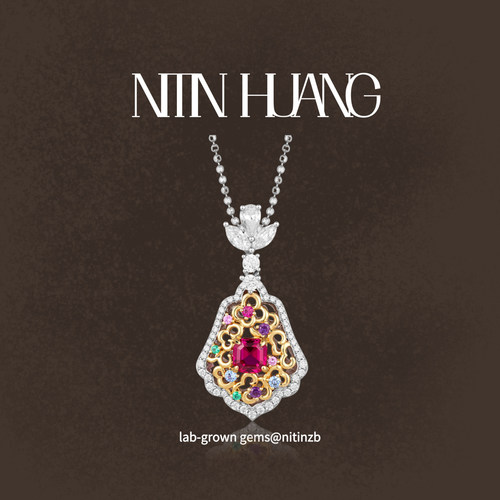NITINHUANG培育红宝石祥云吊坠