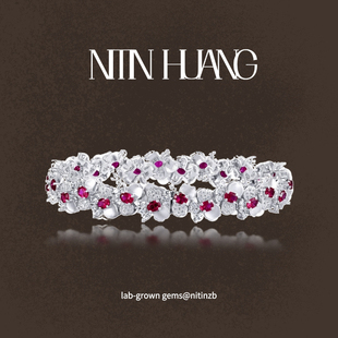 鸽血红繁花手链 通体925纯银 NITINHUANG 实验室培育红宝石手链