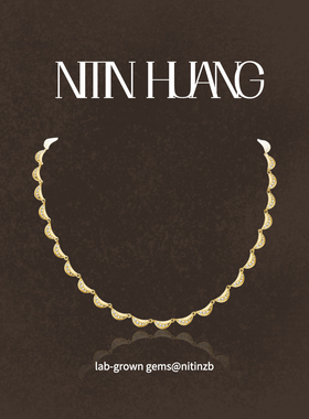 NITIN HUANG 培育白色蓝宝石月牙项链 通体925纯银镀金 鎏金岁月