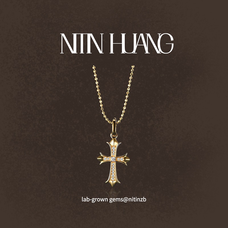 NITIN HUANG十字架复古欧美单吊坠通体925纯银镀金