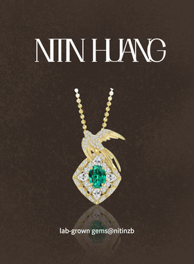 NITIN HUANG 新中式燕子吊坠培育哥伦比亚祖母绿925纯银镀金
