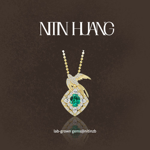 NITIN HUANG 新中式燕子吊坠培育哥伦比亚祖母绿925纯银镀金