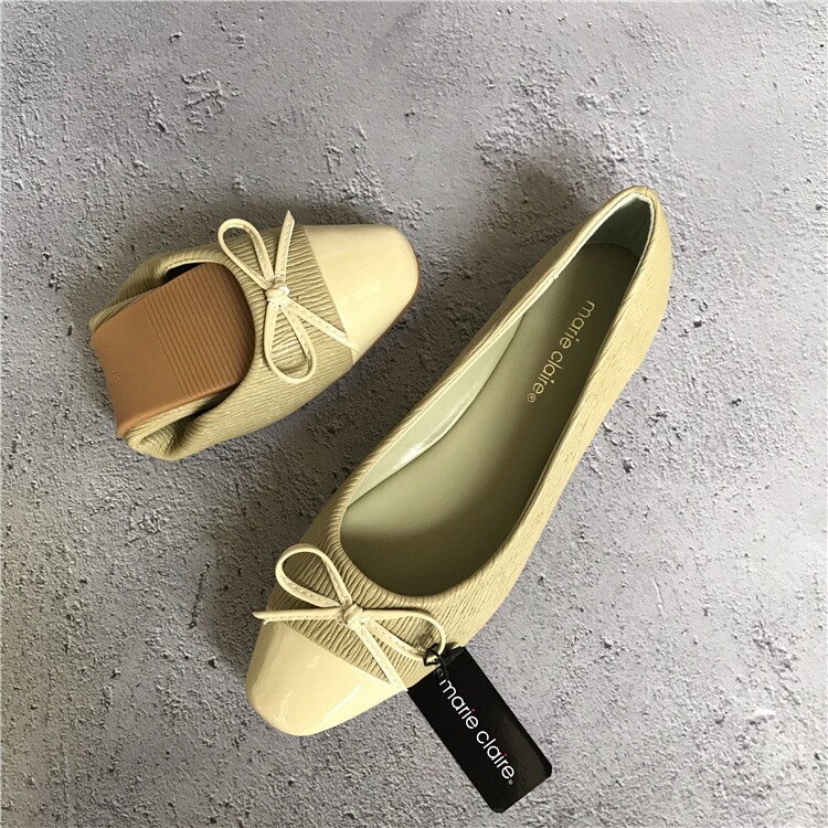 SOFT AND COMFORTABLE FOREIGN TRADE FRENCH SINGLE STRAW MAT PATTERN SHALLOW BOW SINGLE SHOES FLAT HEELED SOFT SOLED EGG ROLL SHOES BALLET