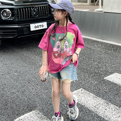 女童夏季纯棉短袖t恤大童上衣