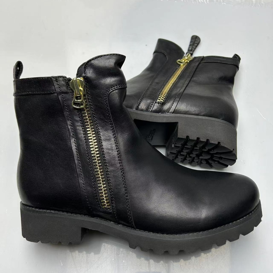 粗跟头层牛皮切尔西宽松