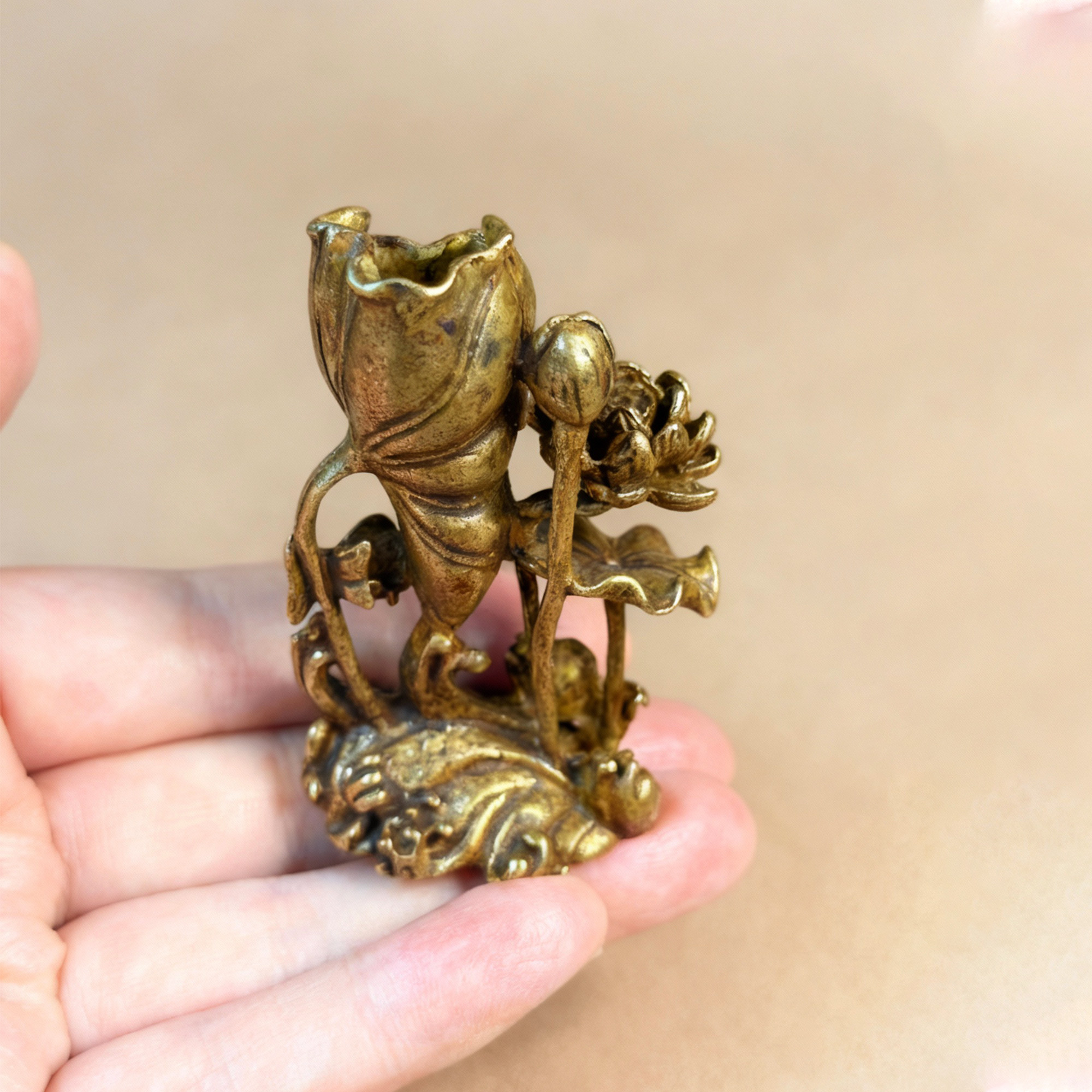 复古铜制莲花锦鲤香插香熏炉年年有余招财风桌面小摆件,家居饰品,桌面摆件,淘宝优惠券,粉丝福利购,淘宝优惠卷