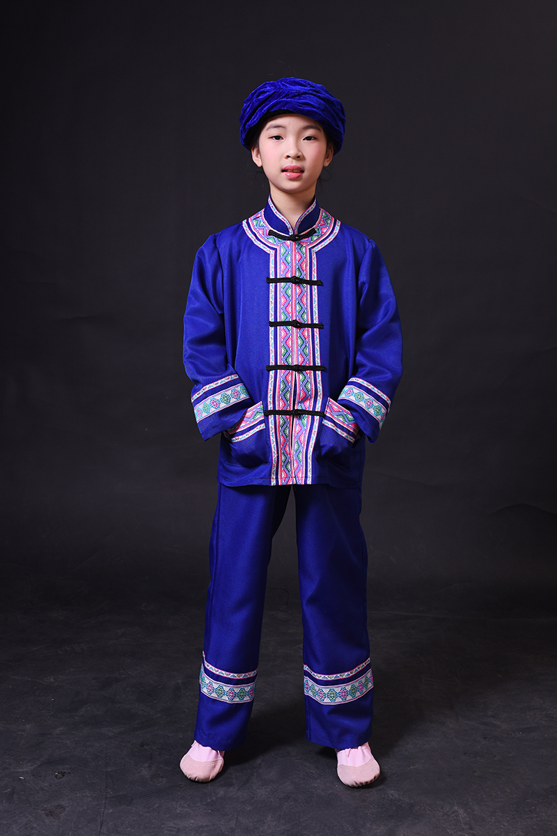晴焱民族服饰量身定做景颇族民族风舞台表演装生活装男儿童套装