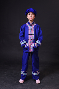 晴焱民族服饰量身定做景颇族民族风舞台表演装生活装男儿童套装
