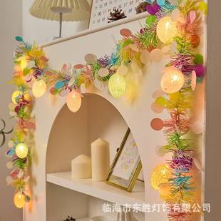 新款圣诞复活节爱心丝带造型LED灯串礼盒氛围圣诞树装饰绸缎灯