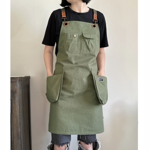 咖啡店耐磨罩衣防污工作服定制logo 户外围裙高级感年轻款 美式 工装