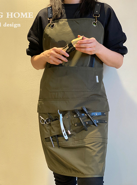 理发店防水围裙防污不粘发染发师无袖工作服焗油工作衣定制logo