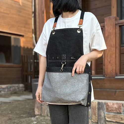 中长款牛仔围裙定制logo工作服