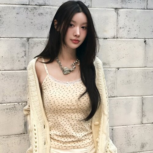 FHDET2025SS春夏新款蕾丝花边碎花吊带背心女