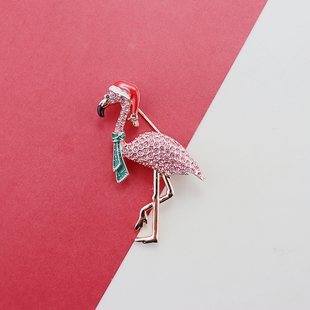 NAPIER欧美粉色圣诞帽火L鸟胸针时尚 独特设计气质高级感 百搭个性