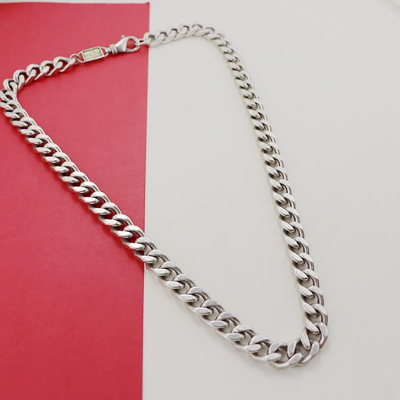 PG欧美复古做旧银色链条项链时尚百搭个性气质项链vintage