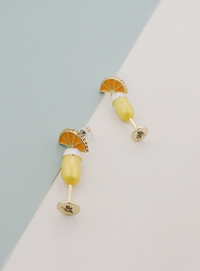 BJ欧美黄色系酒杯耳环精致气质优雅时尚百搭个性ins高级感