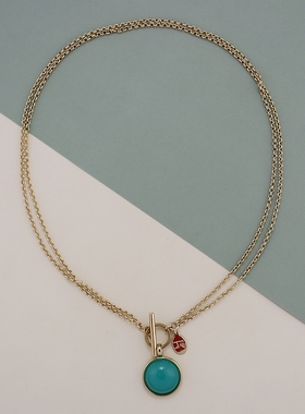 出口余单蓝色吊坠短款项链