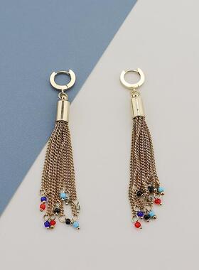 BC彩色流苏链条时尚个性潮流耳环