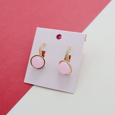KS欧美时尚嫩粉色小球轻奢气质高级感小众耳环