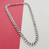 PG微瑕欧美复古做旧银色项链粗链气质时尚 百搭个性