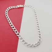 PG微瑕欧美银色链条项链时尚 百搭个性 独特设计气质高级感