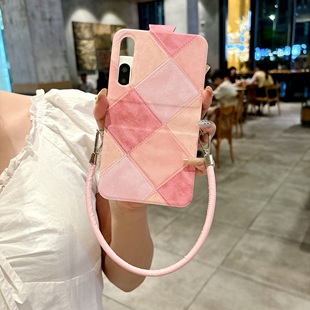 拼色粉棕格子纹笔记本适用华为purax手机壳pocket2保护套novaflip小折叠屏皮套中轴全包边防摔带挂绳扣女新款