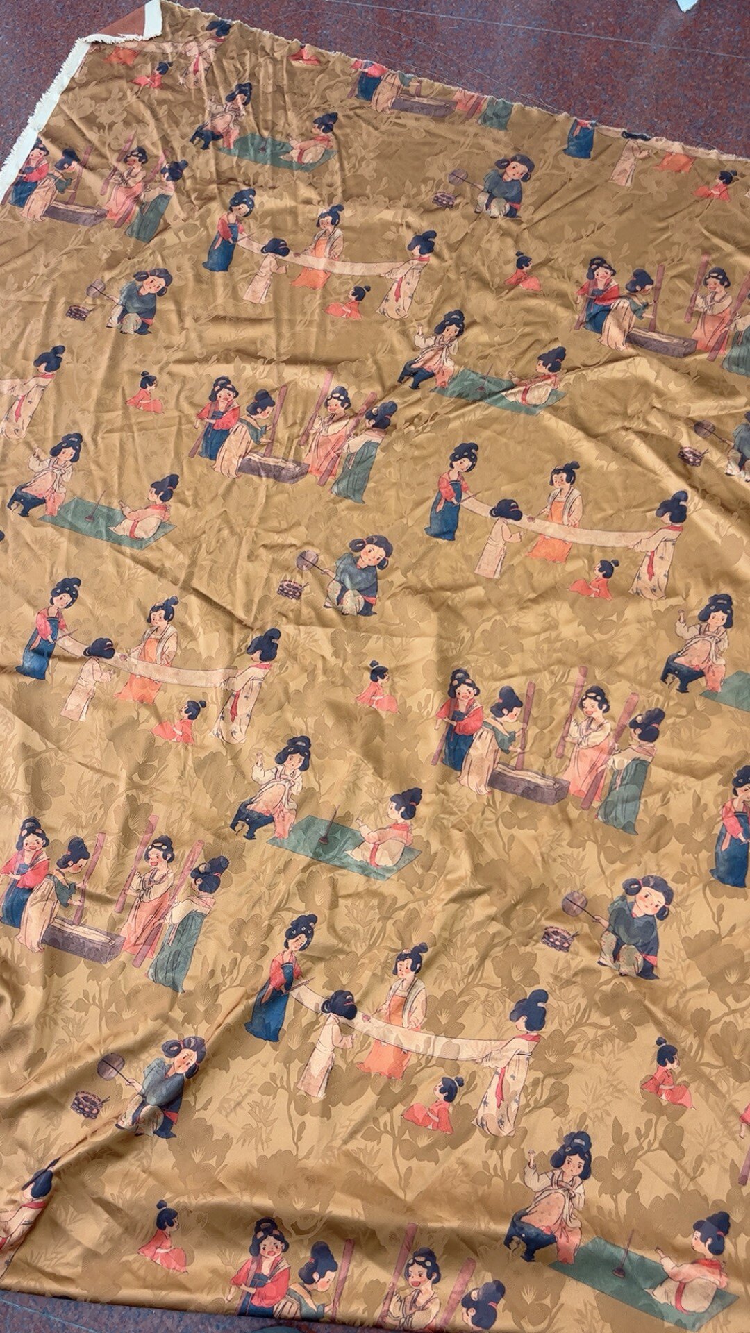 q版捣练图 | 双面透气孔花罗提花缎面