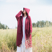 针织衫 女 外套早秋2025年新款 仿兔毛长袖 7折出清 连帽针织开衫