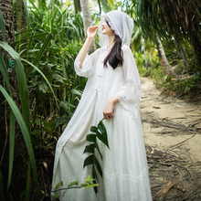 遮阳防晒斗篷连帽风衣女2025夏季薄款九分袖白色蕾丝花边仙气外搭