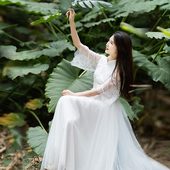 158元 裙子新款 区 春装 气质修身 白色连衣裙女长款 高腰仙女长裙