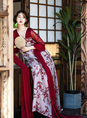 现货【虞美人】改良齐胸襦裙新款汉服元素连衣裙女夏红色长裙子仙