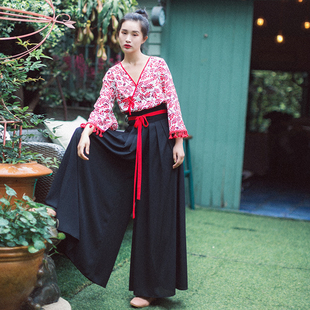 棉麻记高腰坠感阔腿裤 区 夏新款 文艺宽松休闲薄款 女 长裤 99元